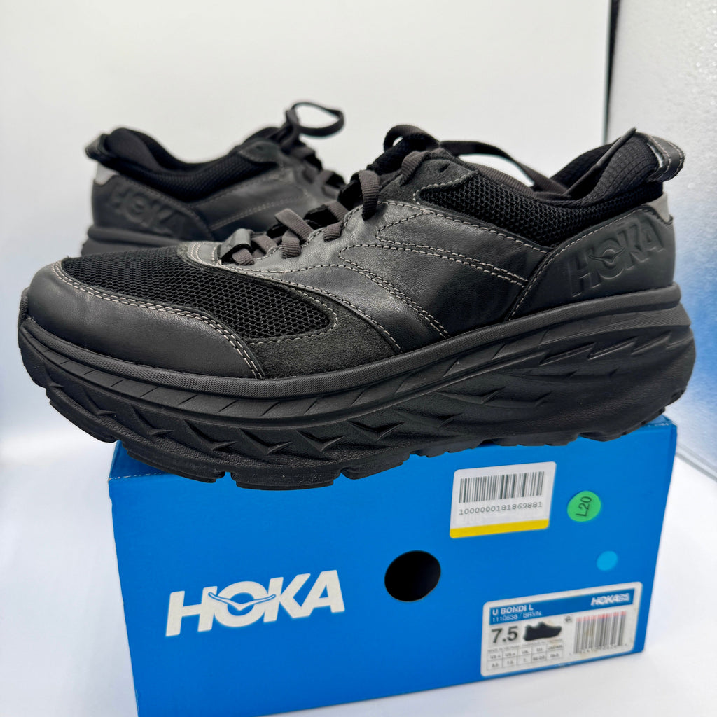 Hoka Bondi Leather L U Unisex Black Raven Sneakers All Gender BRVN