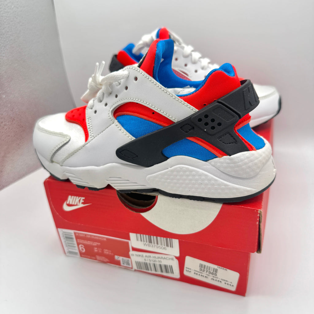 Nike Hurache Women’s Sneakers in White Bright Crimson / Photo Blue / Black