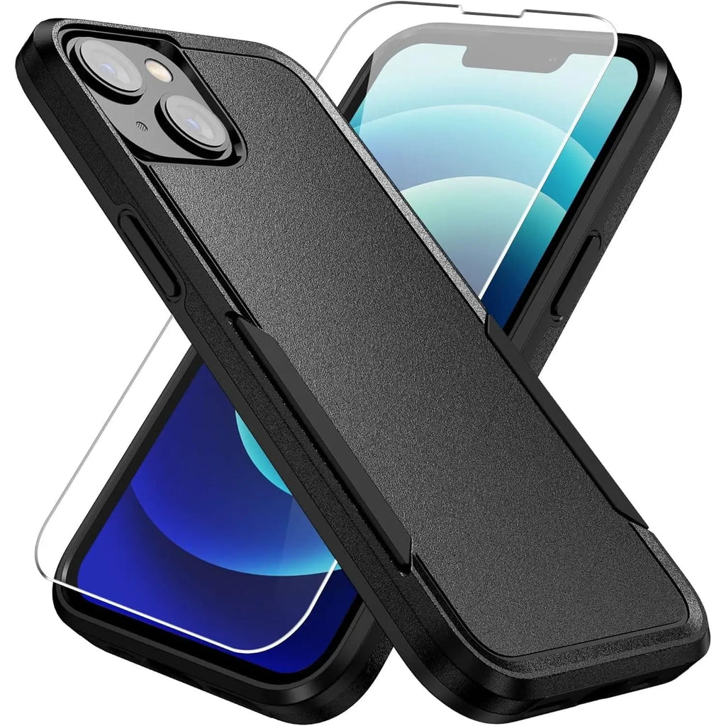 Entronix Bundle Compatible with iPhone 15 - Soft-Touch Dual-Layer Case & 1 Clear Screen Protector