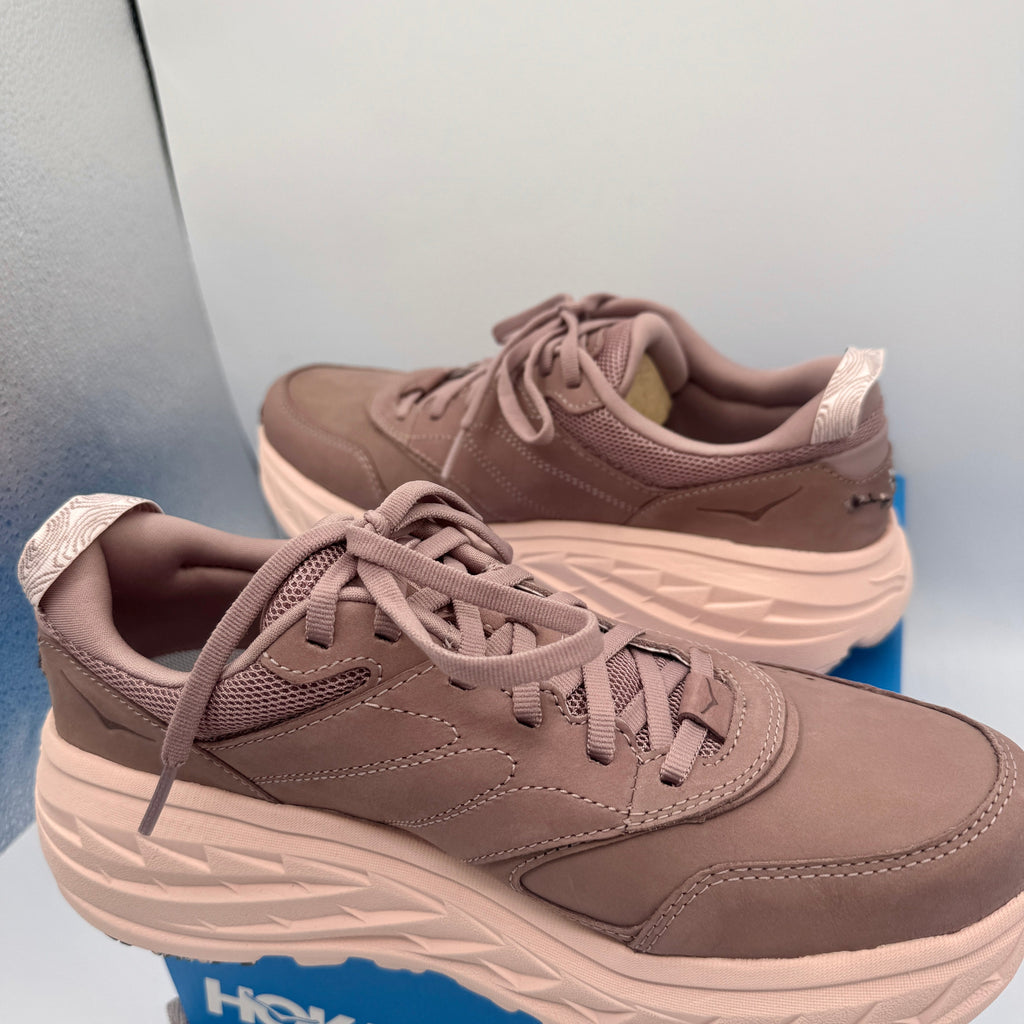 Hoka Bondi L Leather Embroidered Sneakers Unisex BP Vibrant Bloom