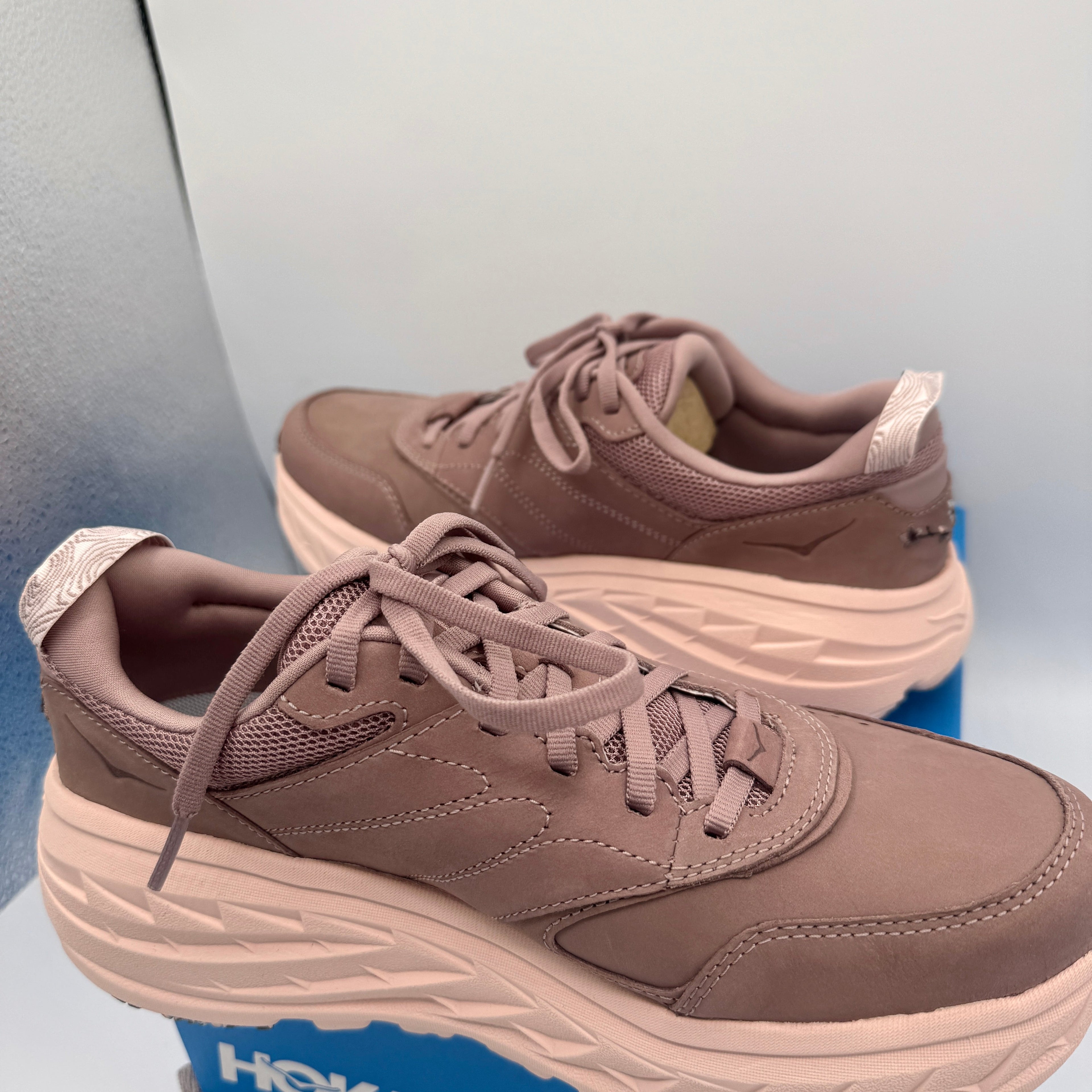 Hoka Bondi L Leather Embroidered Sneakers Unisex BP Vibrant Bloom