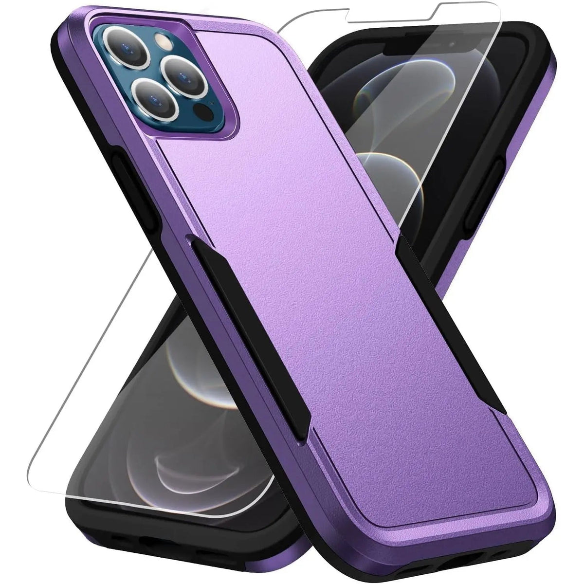 Entronix Bundle Compatible with iPhone 15 Pro - Soft-Touch Dual-Layer Case & 1 Clear Screen Protector
