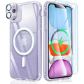 Entronix Bundle Compatible with iPhone 12 - [Magnetic] Clear Case, 1 Clear Screen Protector & 1 Camera Lens Protectors