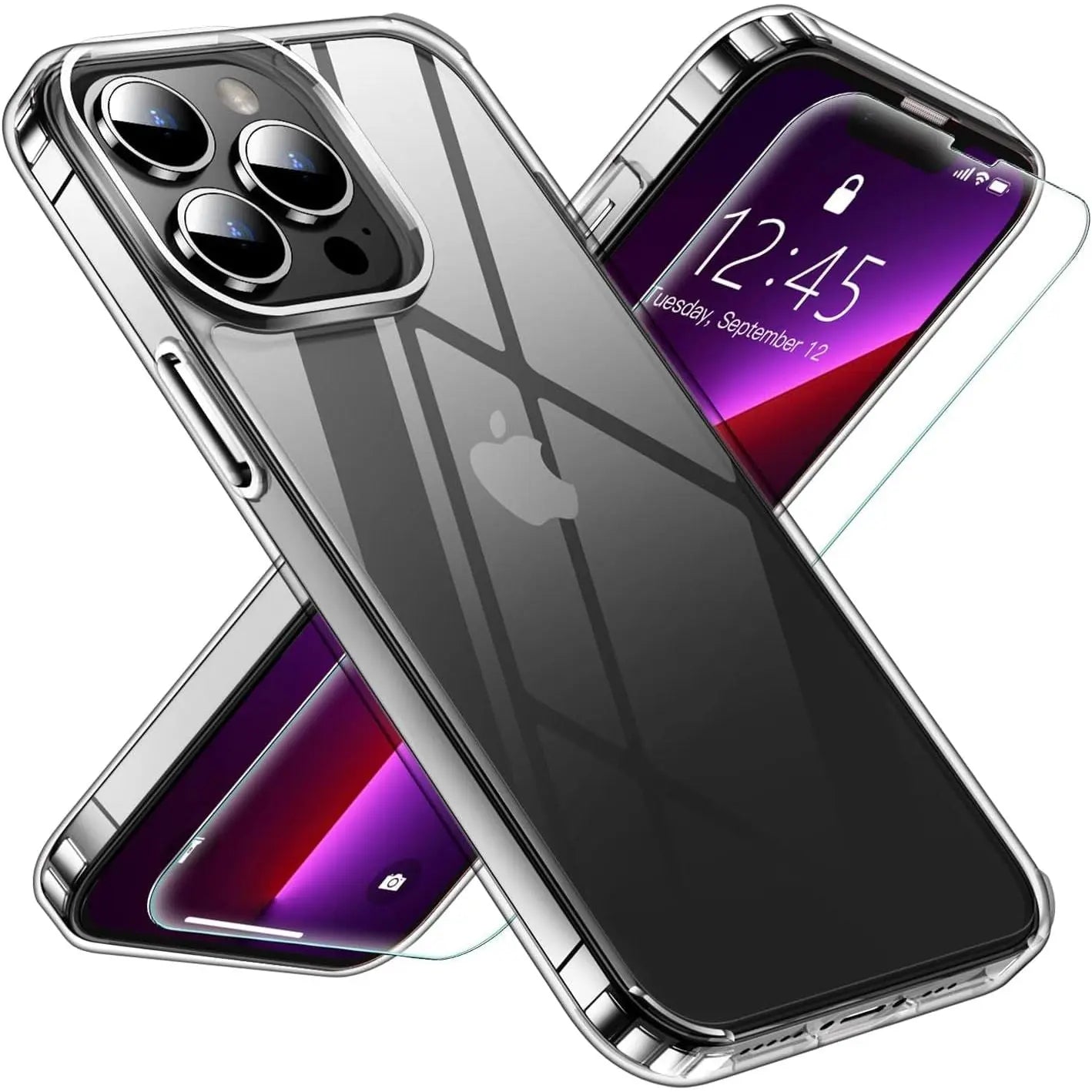 Entronix Bundle Compatible with iPhone 12 Pro - [Hard Back] Clear Case & 1 Clear Screen Protector