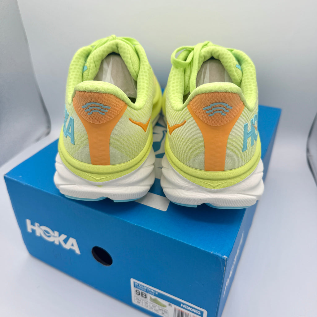 Hoka Clifton 9 Women’s Running Athletic Shoes in Yellow Lettuce Solar Flare
