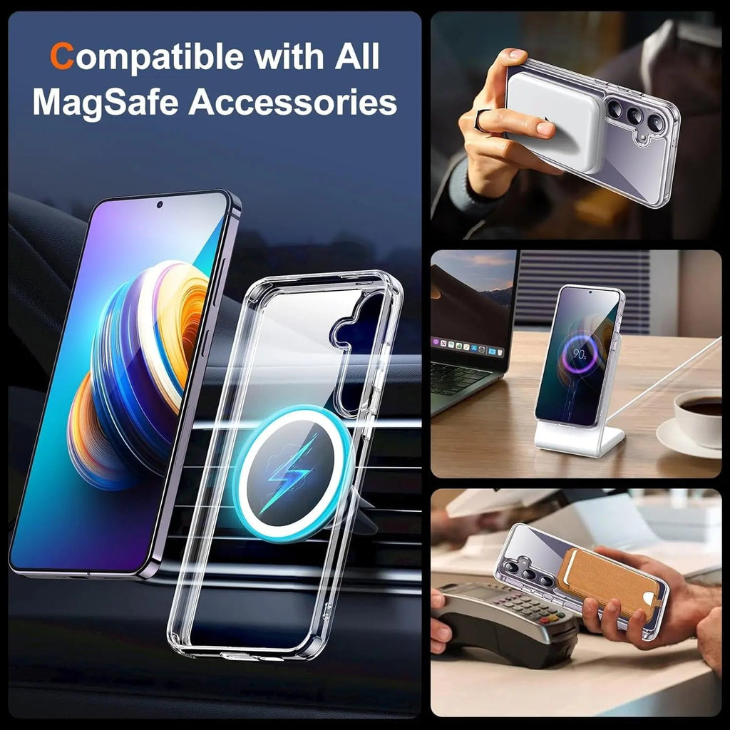 Entronix [Magnetic] Case Compatible with Galaxy S24 - [Hard Back] Slim Clear