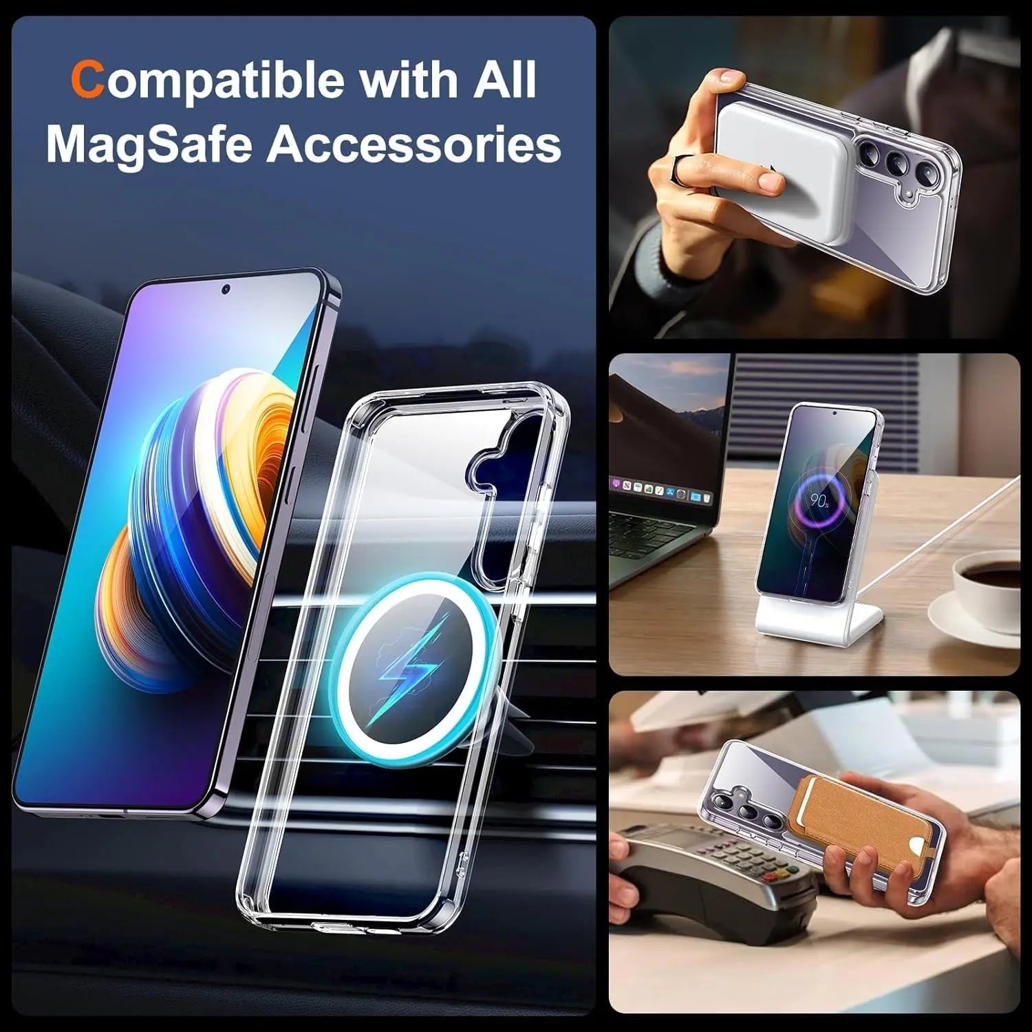 Entronix [Magnetic] Case Compatible with Galaxy S24 Plus - [Hard Back] Slim Clear
