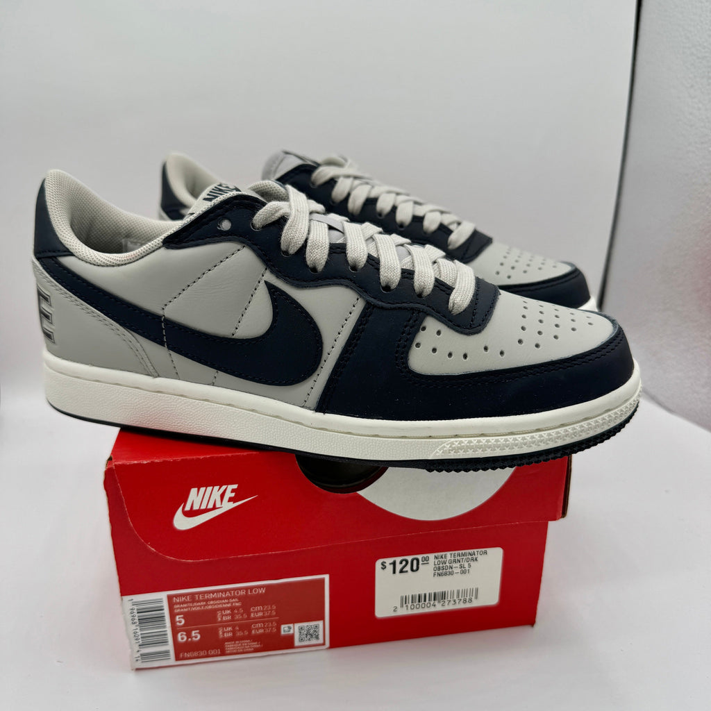 Nike Terminator Low Shoes Granite Grey Dark Obsidian Sail Navy Blue UNISEX