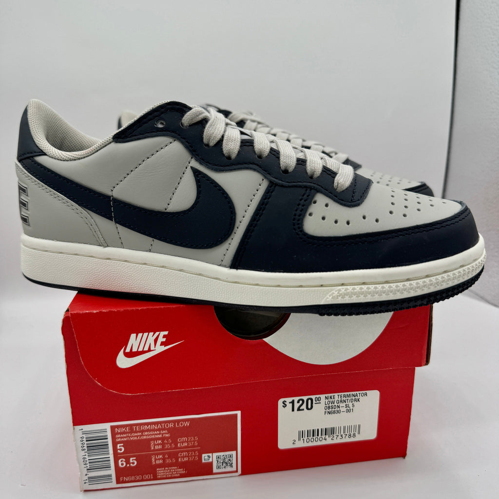 Nike Terminator Low Shoes Granite Grey Dark Obsidian Sail Navy Blue UNISEX