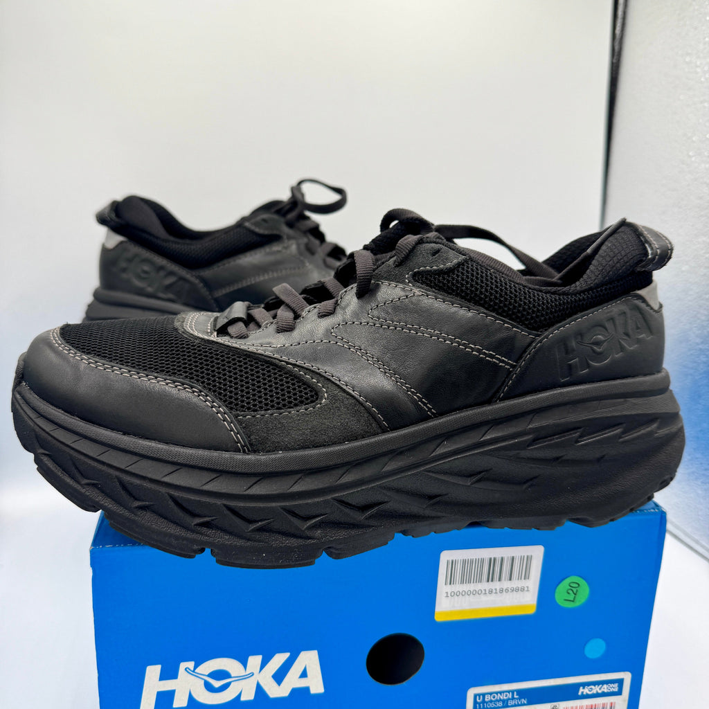 Hoka Bondi Leather L U Unisex Black Raven Sneakers All Gender BRVN
