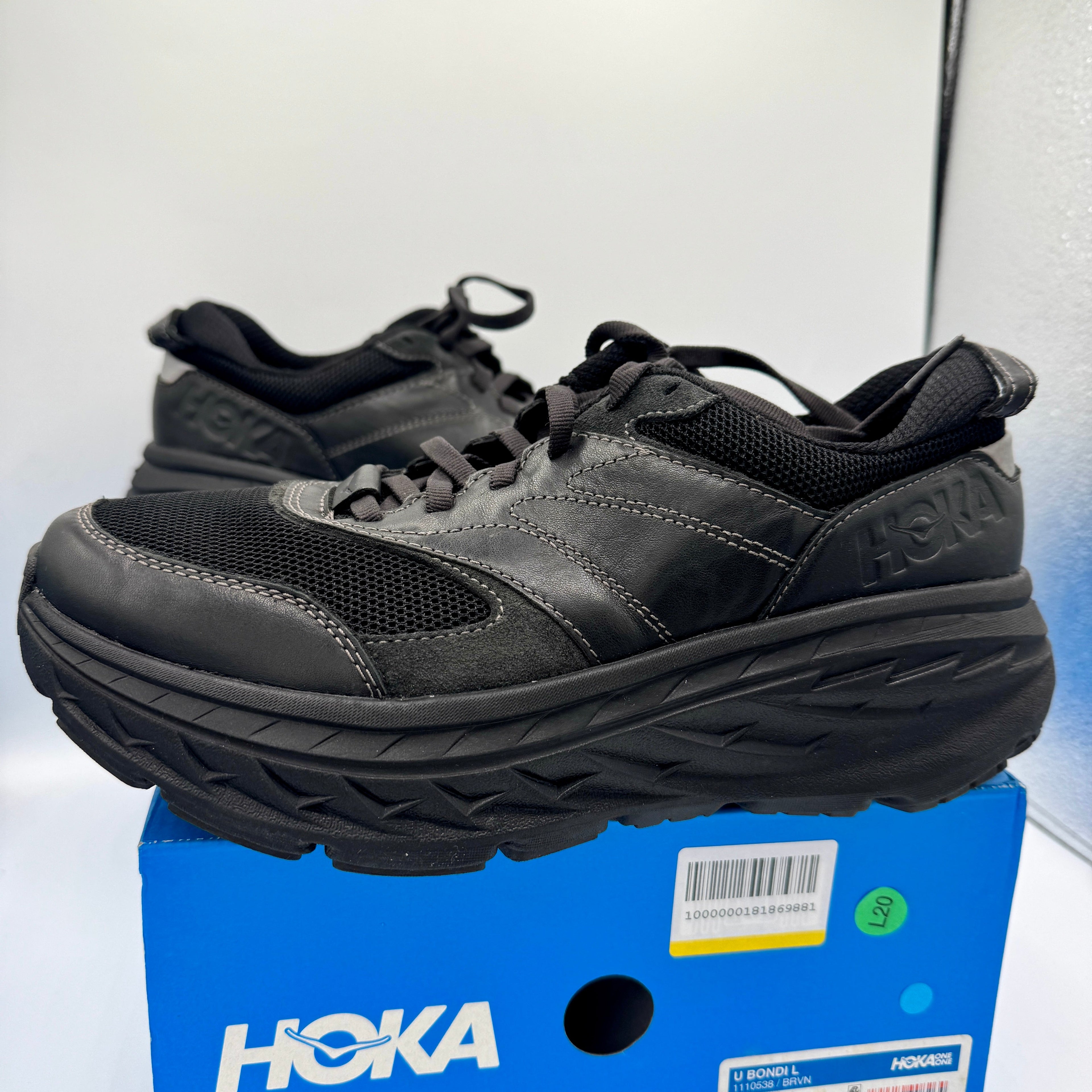 Hoka Bondi Leather L U Unisex Black Raven Sneakers All Gender BRVN
