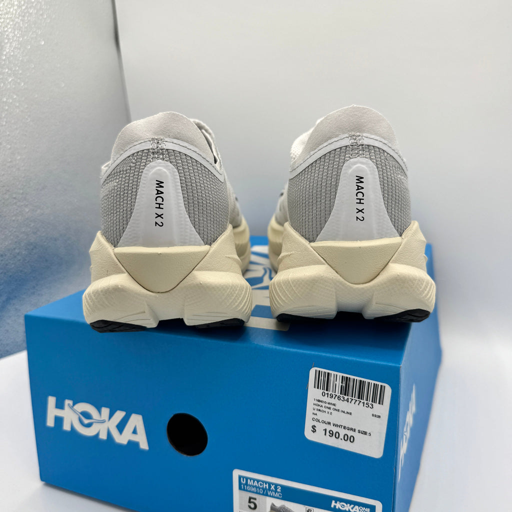 Hoka Mach X 2 U Unisex in White / Cosmic Grey Sneakers