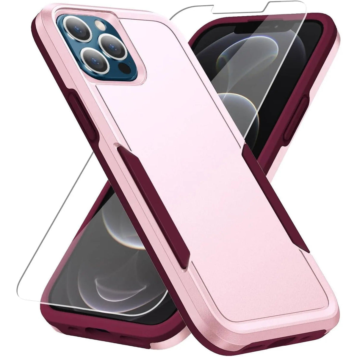 Entronix Bundle Compatible with iPhone 15 Pro - Soft-Touch Dual-Layer Case & 1 Clear Screen Protector