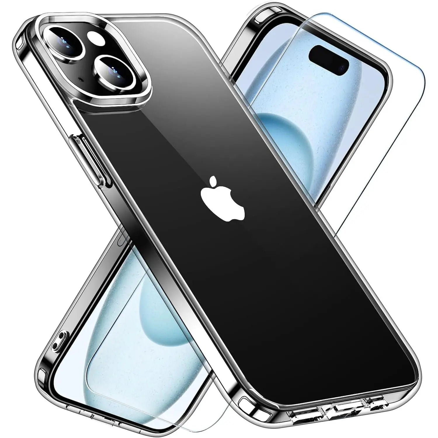 Entronix Bundle Compatible with iPhone 15 - [Hard Back] Clear Case & 1 Clear Screen Protector