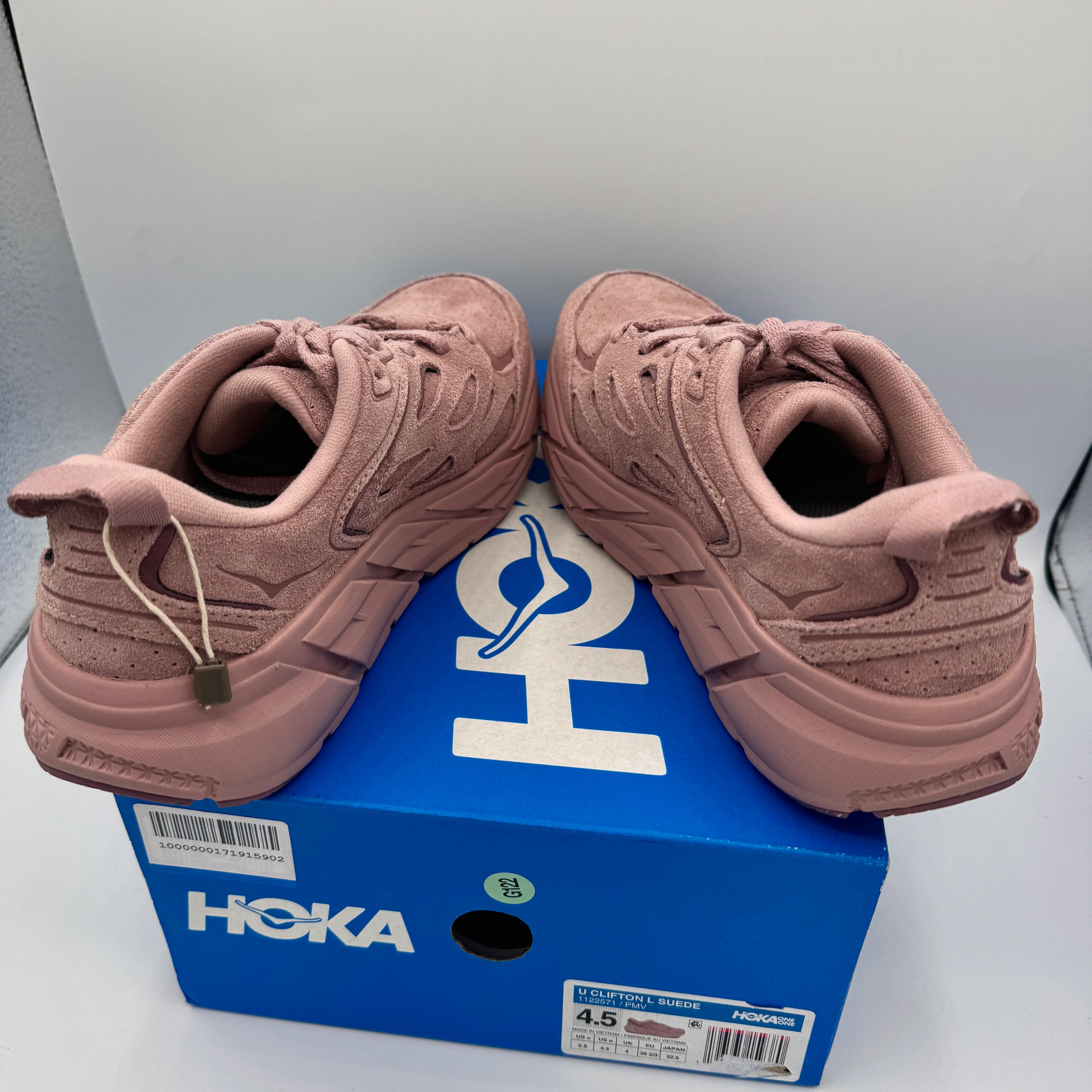 Hoka Clifton L Suede Unisex NEW Leather Athletic Shoes Pale Mauve Pink PMV