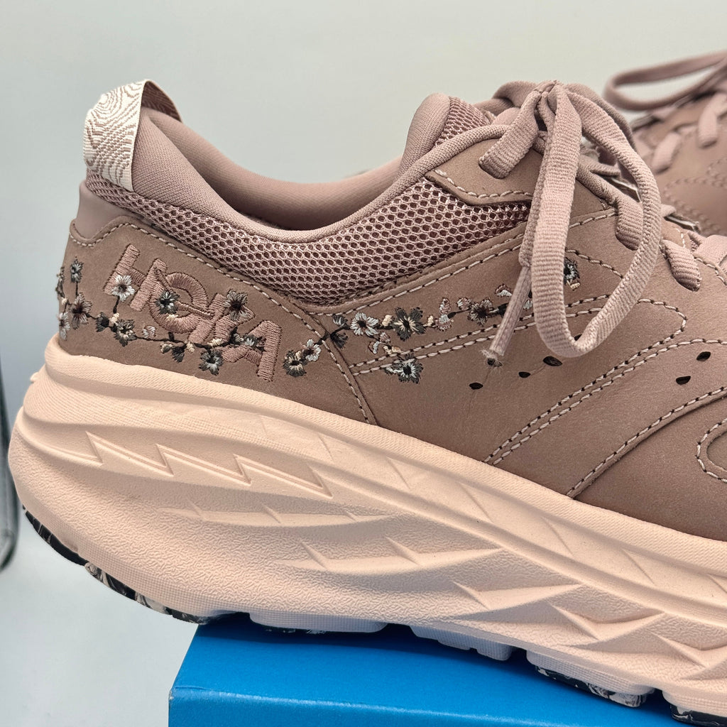 Hoka Bondi L Leather Embroidered Sneakers Unisex BP Vibrant Bloom