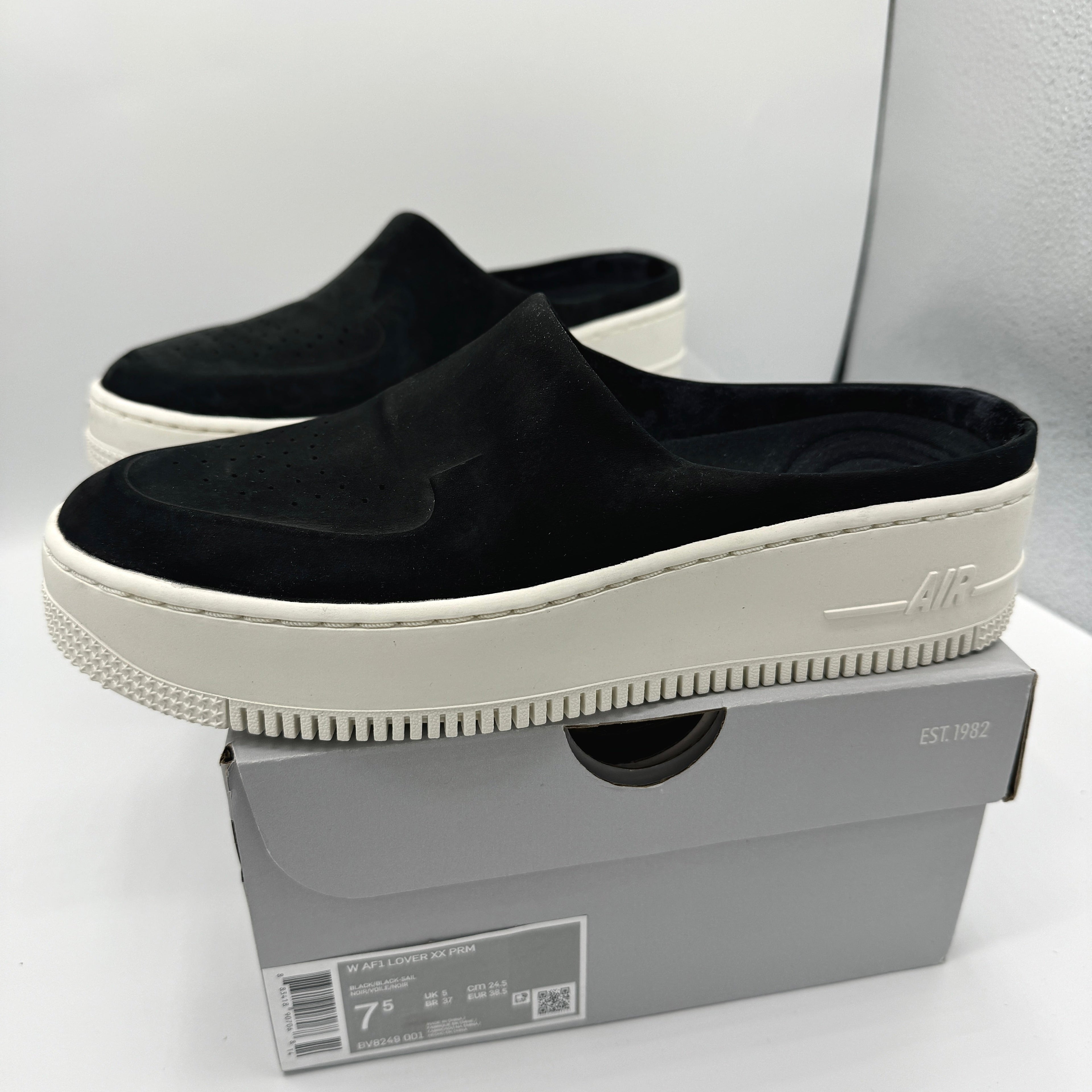 Nike Air Force 1 Lover XX Black Suede Leather Slip On Mule Platform sneakers