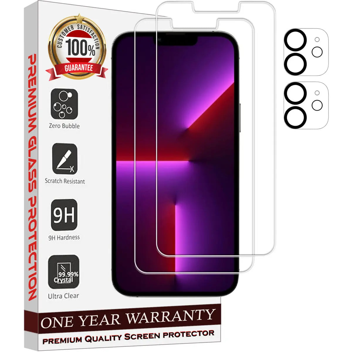 Entronix Clear Screen Protector & Camera Lens Protector Compatible with iPhone 12 - 4-Piece Combo
