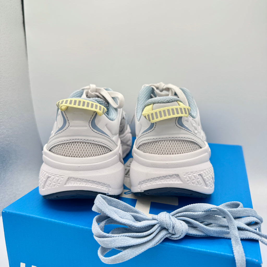 Hoka Clifton L Leather in Cosmic Grey / Varsity Navy Blue Unisex All Gender