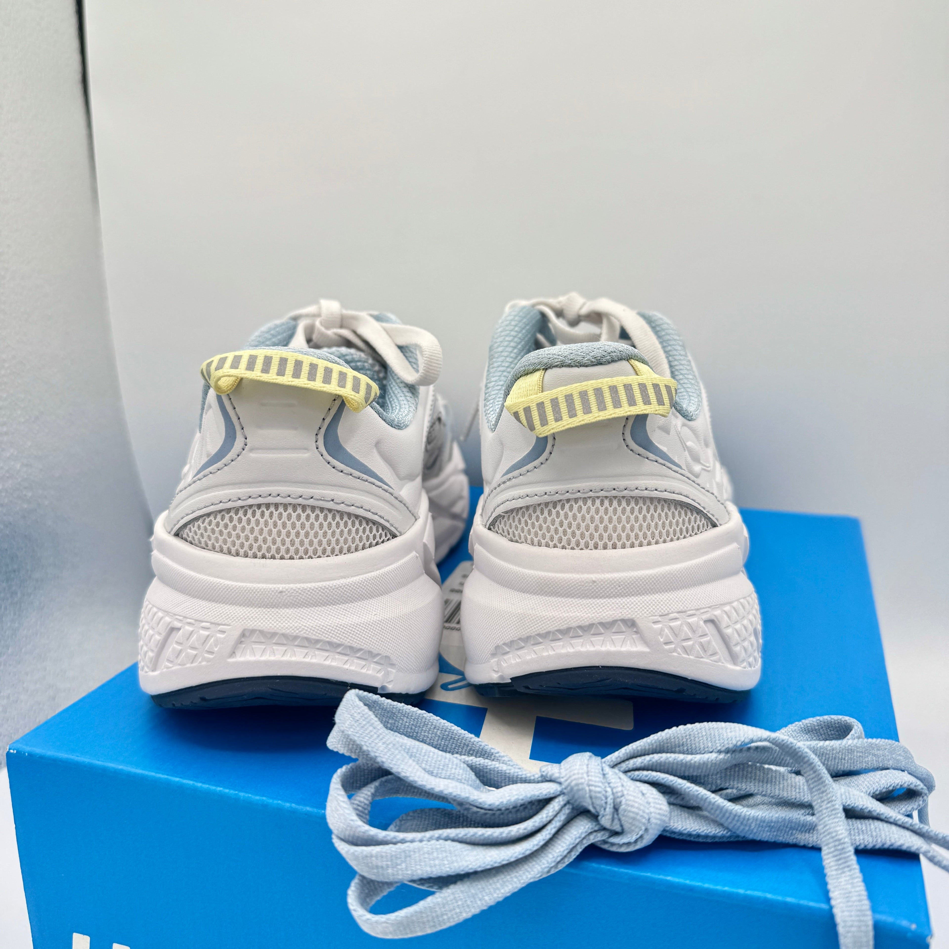 Hoka Clifton L Leather in Cosmic Grey / Varsity Navy Blue Unisex All Gender