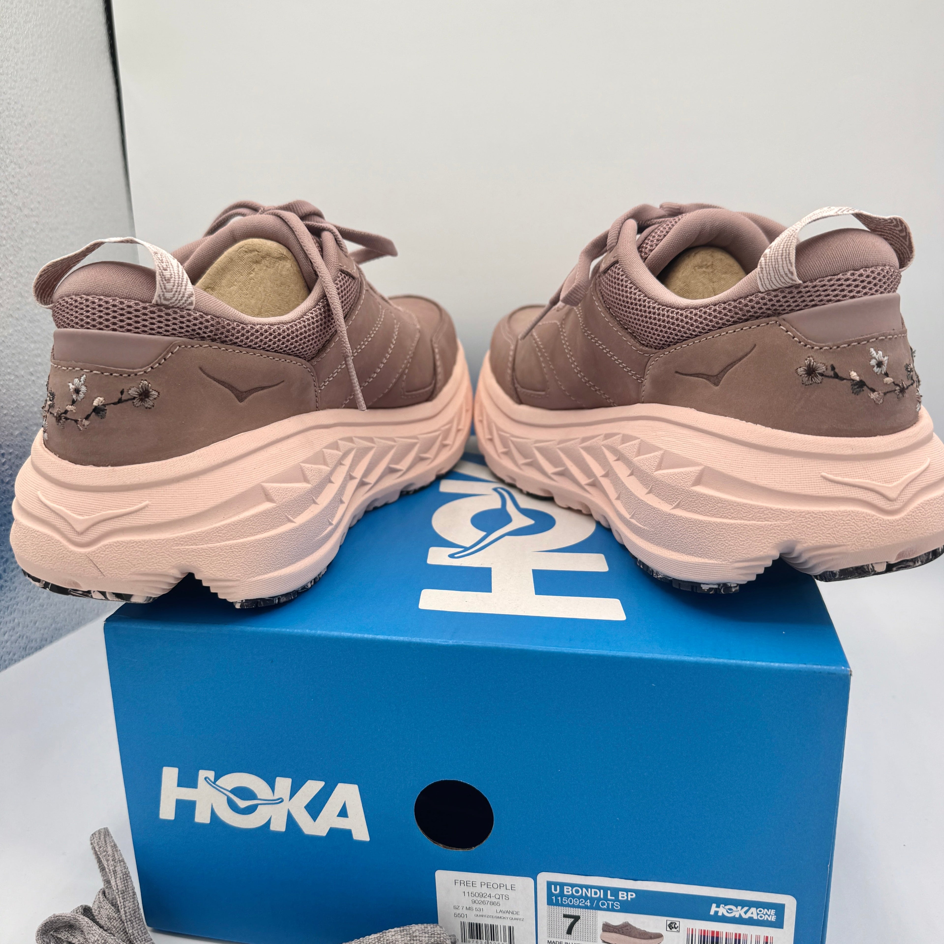 Hoka Bondi L Leather Embroidered Sneakers Unisex BP Vibrant Bloom
