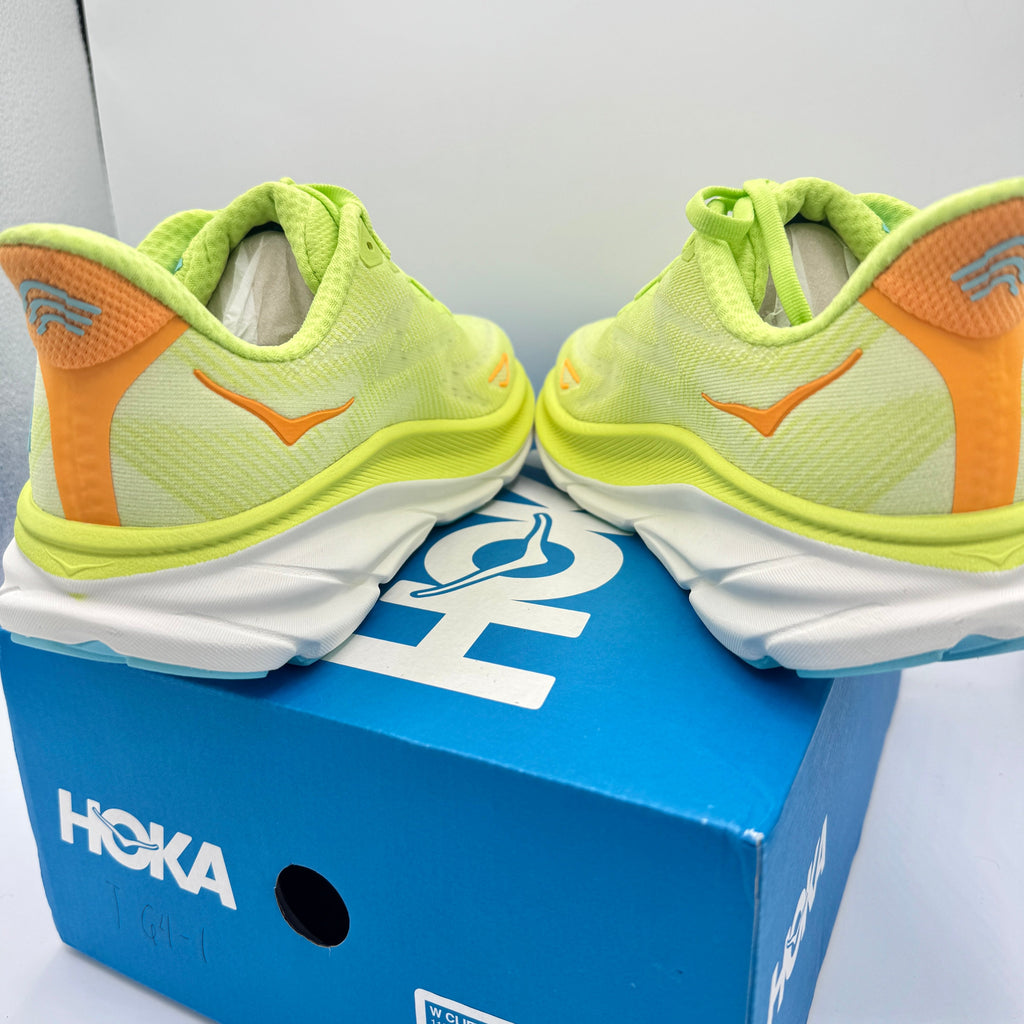 Hoka Clifton 9 Women’s Running Athletic Shoes in Yellow Lettuce Solar Flare