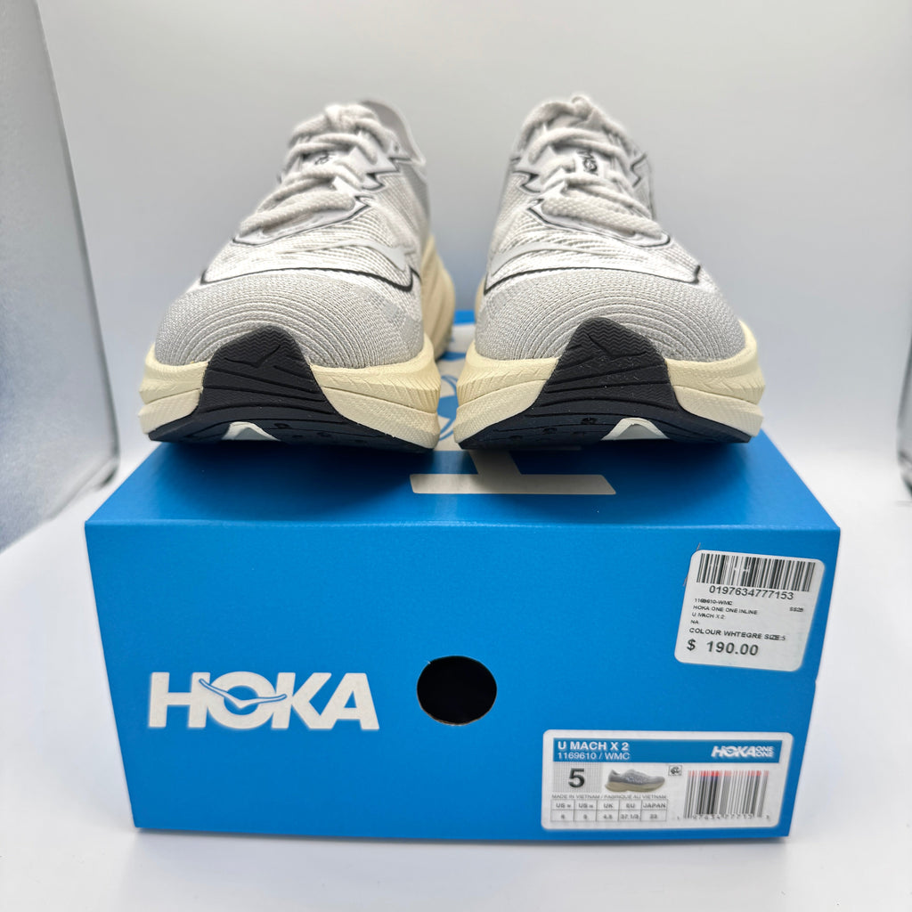 Hoka Mach X 2 U Unisex in White / Cosmic Grey Sneakers