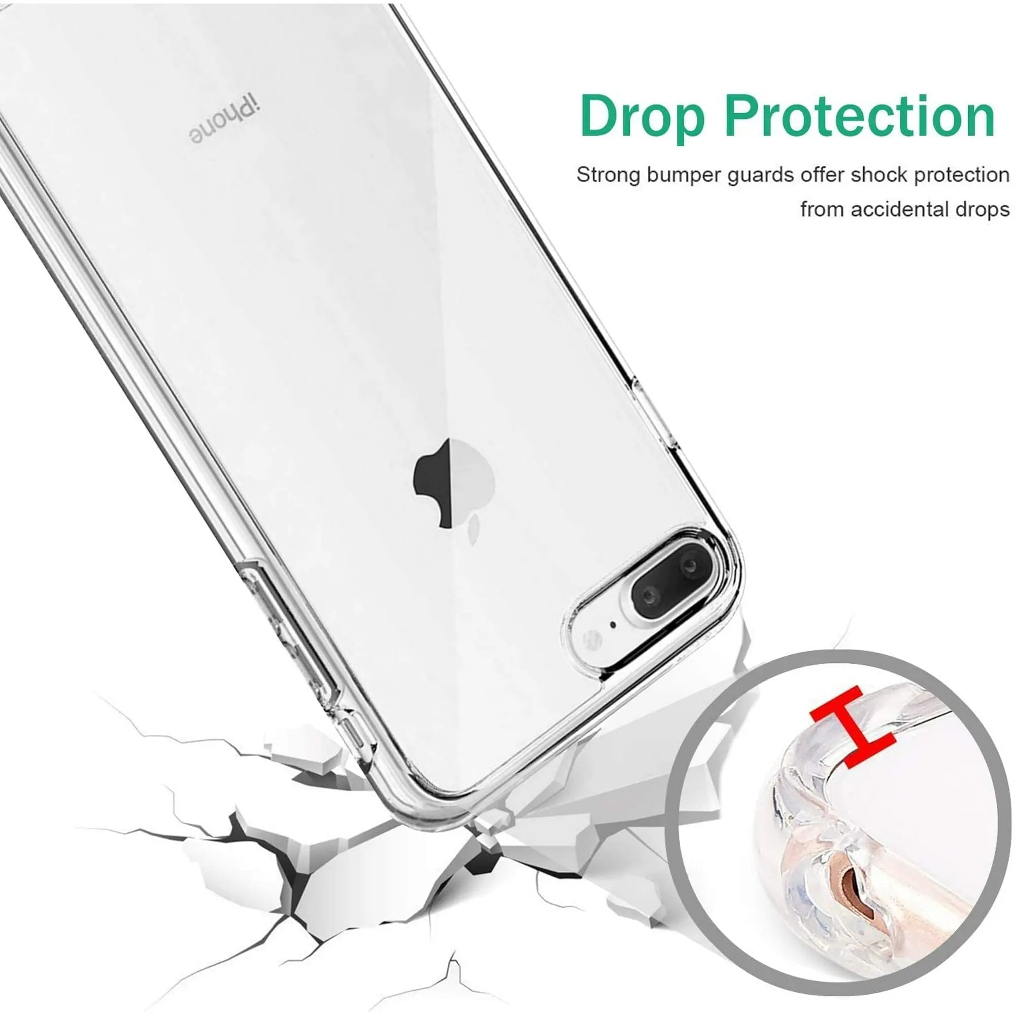 Entronix Case Compatible with iPhone 8 Plus/7 Plus - [Hard Back] Slim Clear