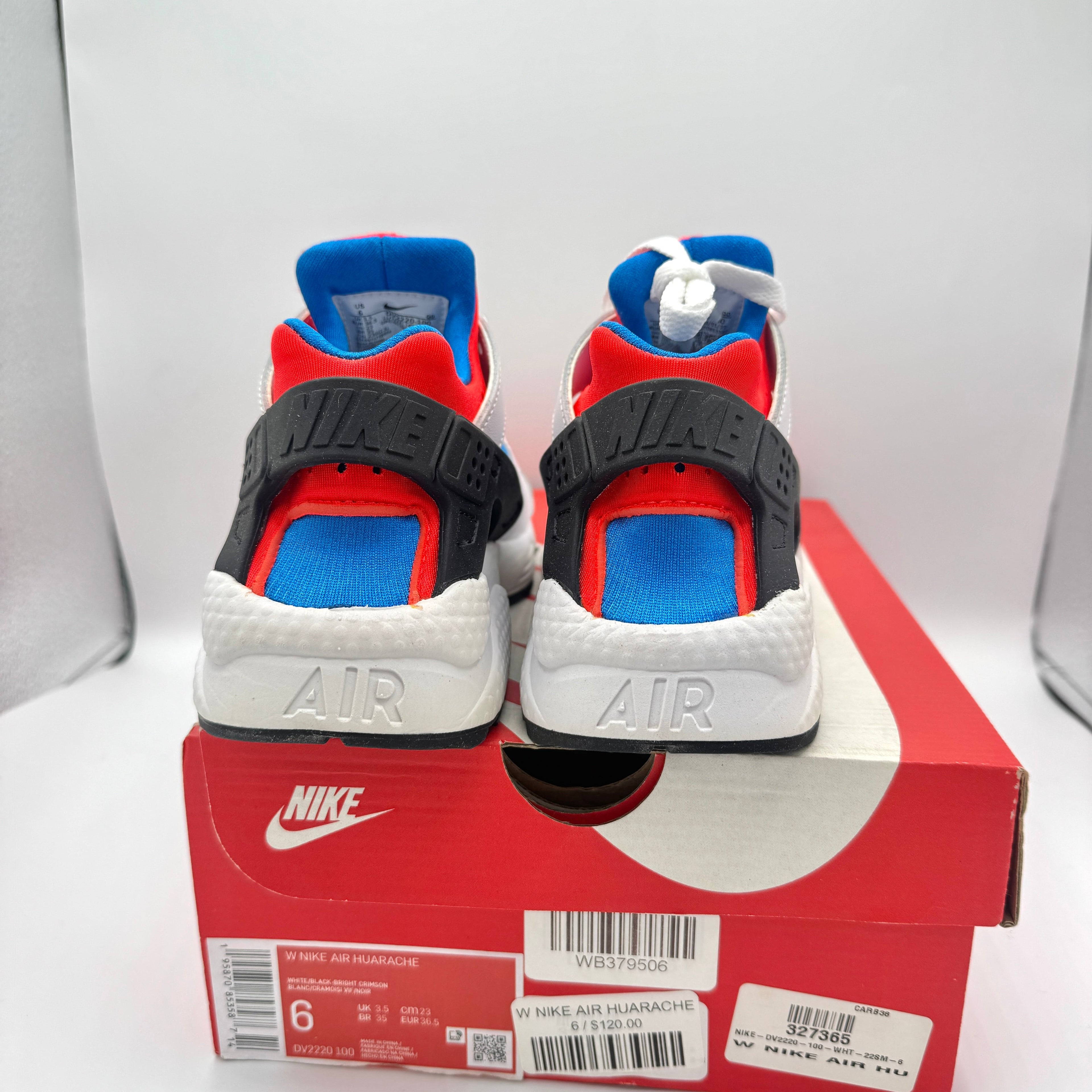 Nike Hurache Women’s Sneakers in White Bright Crimson / Photo Blue / Black