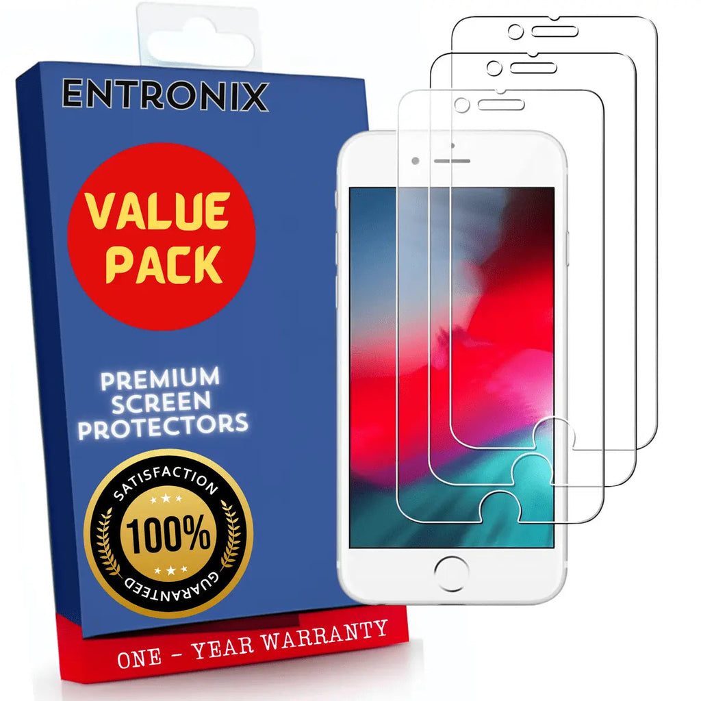 Entronix Clear Screen Protector Compatible with iPhone 8/7/SE (2nd Gen) - 3-Piece Combo