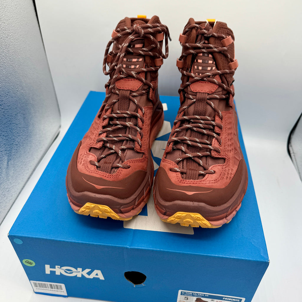 Hoka Tor Ultra Hi Hiker in Red Spice / Hot Sauce Hiking Boots Unisex