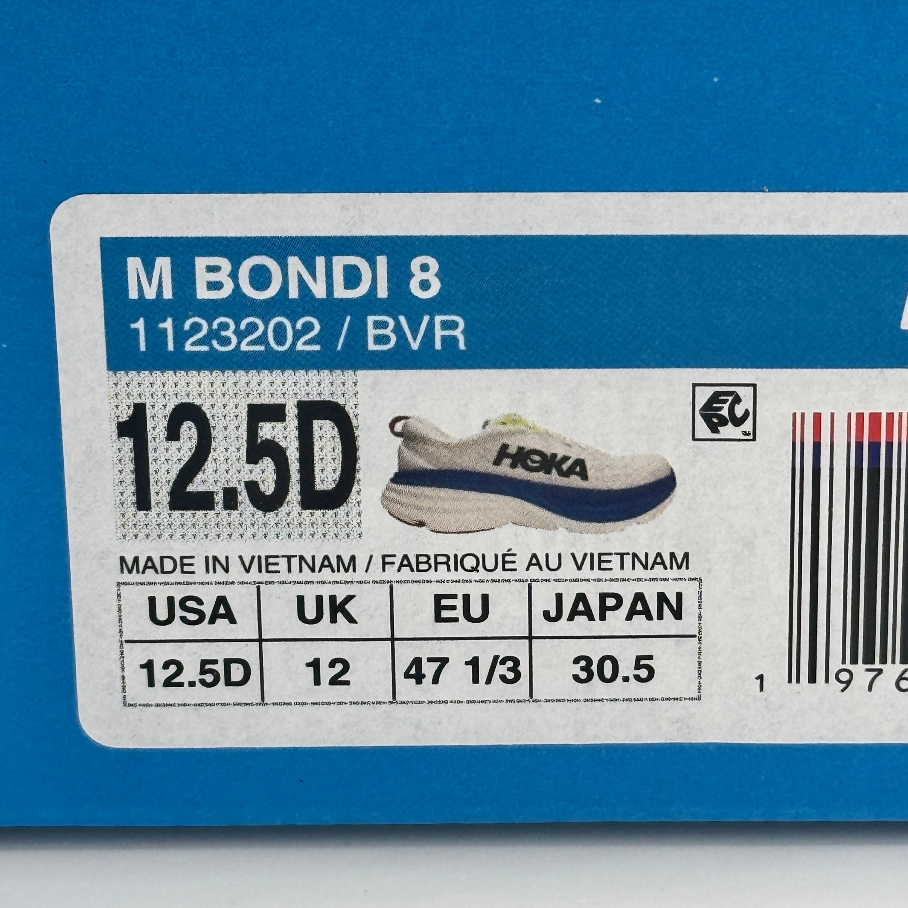 Hoka Bondi 8 Men’s Running Shoes in Blanc De Blanc White / Virtual Blue