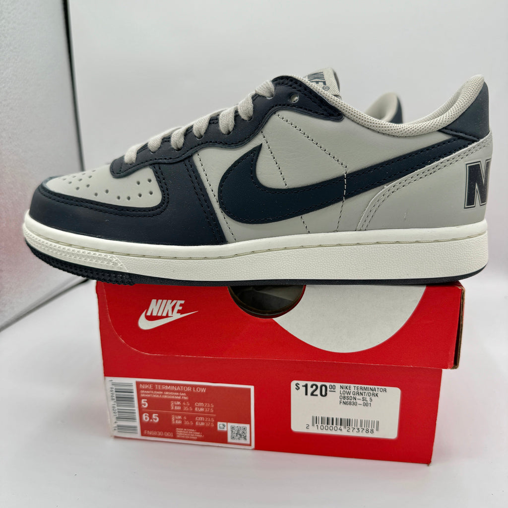 Nike Terminator Low Shoes Granite Grey Dark Obsidian Sail Navy Blue UNISEX
