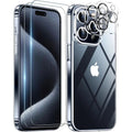 Entronix Bundle Compatible with iPhone 15 Pro - [Hard Back] Clear Case, 2 Clear Screen Protector & 2 Camera Lens Protectors