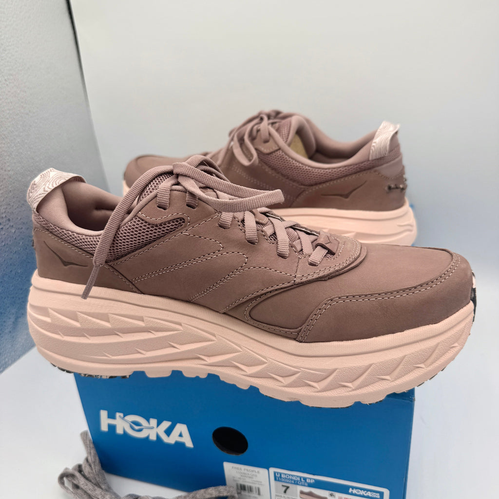 Hoka Bondi L Leather Embroidered Sneakers Unisex BP Vibrant Bloom
