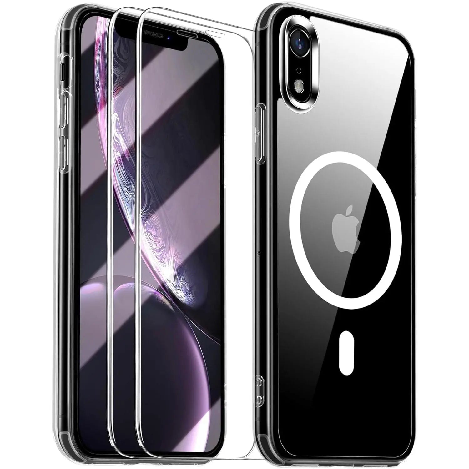 Entronix Bundle Compatible with iPhone XR - [Magnetic] Clear Case & 2 Clear Screen Protectors