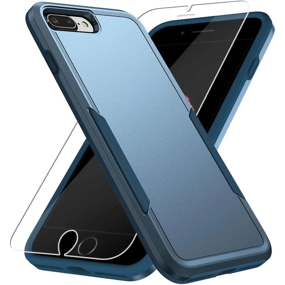 Entronix Bundle Compatible with iPhone 8 Plus/7 Plus - Soft-Touch Dual-Layer Case & 1 Clear Screen Protector