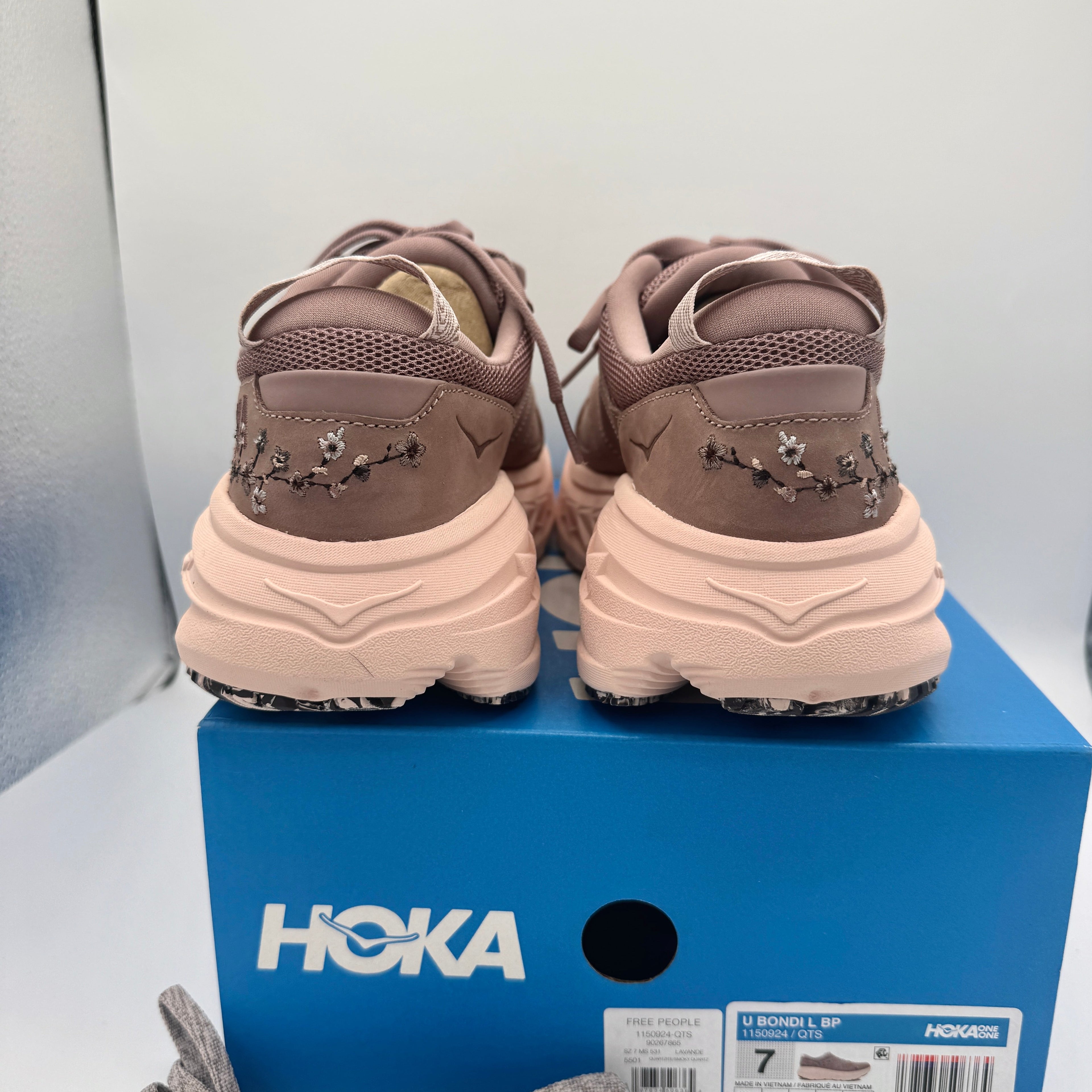 Hoka Bondi L Leather Embroidered Sneakers Unisex BP Vibrant Bloom
