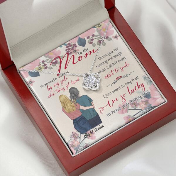 Personalized Message Card Love Knot Necklace Jewelry - Best Gift For Mother's Day - Thank you for standing by my side - IWJMRF