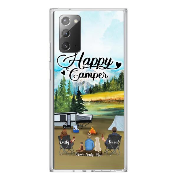 Personalized Camping Phone Case - Parents With 1 Kids And 2 Pets - Best Gift For Family - Happy Camper