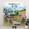 Personalized Camping Blanket - 3 Adults with 3 Kids and 1 Pet - Gift For Camping Lover