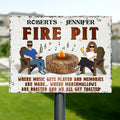 Personalized Fire Pit Metal Sign - Best Gift For Couple/Family - Fire Pit Where Music Gets Played And Memories Are Made