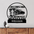 Personalized Motorcycle Monogram Metal Sign - I Am A Simple Man I Like Motorcycles And Believe In Jesus - Gift Idea For Motorcycle Lover