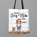 Personalized Dog Mom Front Canvas Bag - Gifts For Dog Lover With Up to 4 Dogs - Best Dog Mom Ever