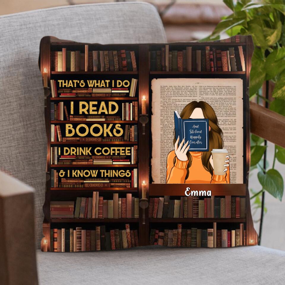 Personalized Reading Girl Pillow Cover/Fleece Blanket/Quilt - Gift Idea For Reading/Cat Dog Lover With Up to 5 Pets - Just A Girl Who Loves Books And Dogs