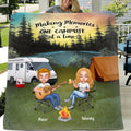 Personalized Guitar Camping Couple Fleece Throw Blanket/Quilt - Gift For Camping Lovers - Up To 3 Dogs - Making Memories One Campsite At A Time