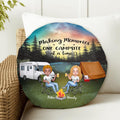 Personalized Camping Night Couple Valentine's Day Round Pillow - Couple With Up to 2 Dogs - Gift Idea For Camping Lover - Making Memories One Campsite At A Time
