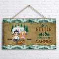 Personalized Camping Couple And Dog Door Sign - Couple With Up to 2 Dogs - Gift Idea For Couple - Life Is Better When You're Camping