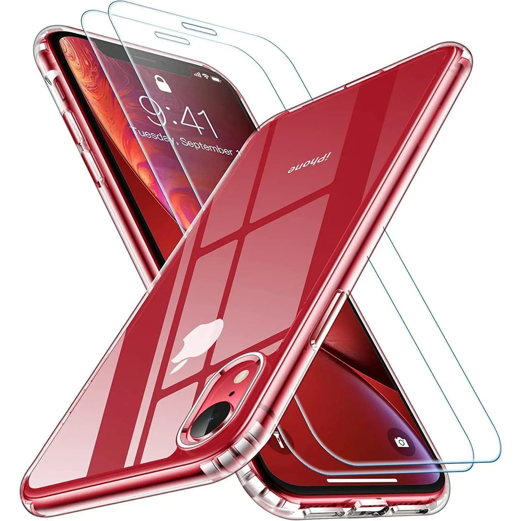Entronix Bundle Compatible with iPhone XR - [Hard Back] Clear Case & 2 Clear Screen Protectors
