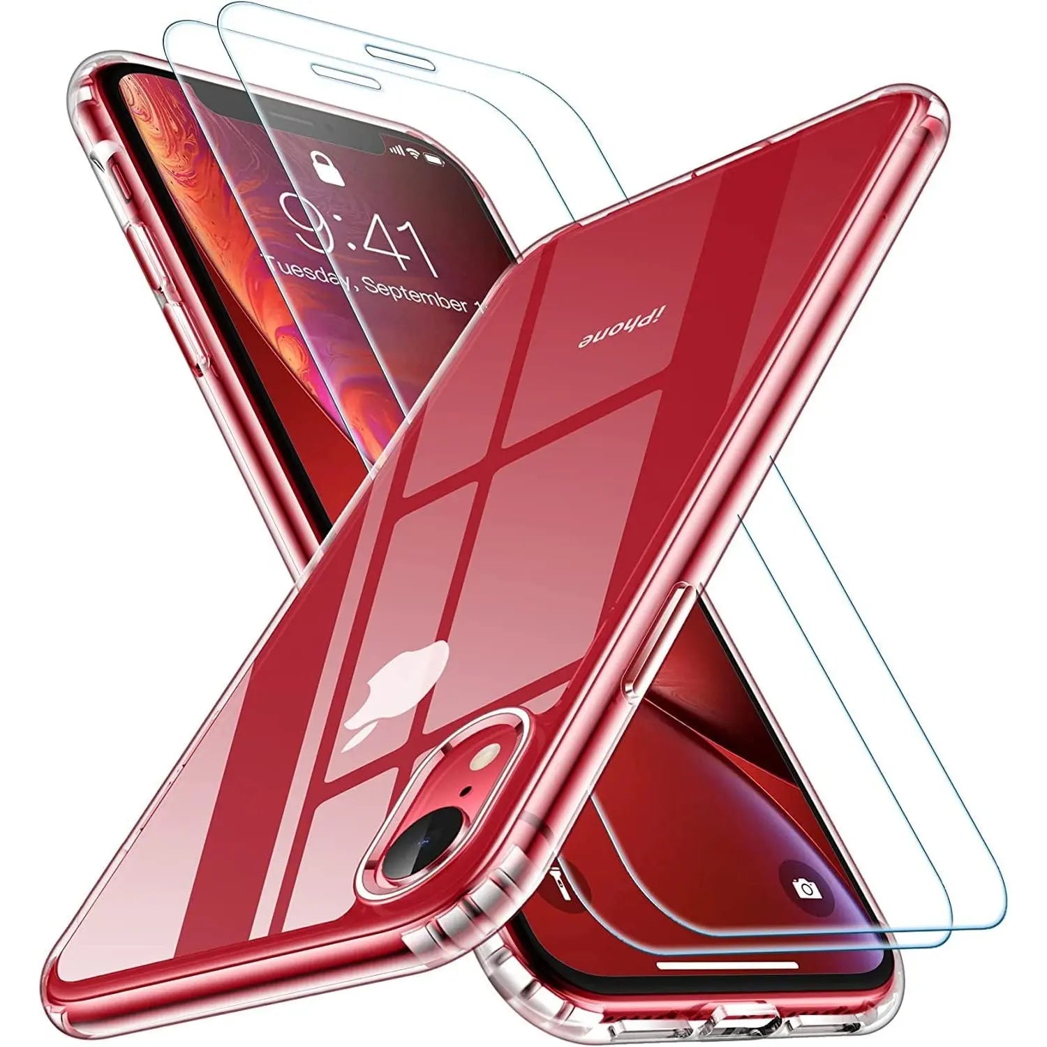 Entronix Bundle Compatible with iPhone XR - [Hard Back] Clear Case & 2 Clear Screen Protectors